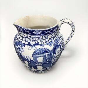 Antique English William Adams Asian Blue Creamer - Made In England - #623291